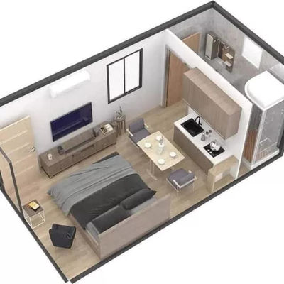 Casa de contenedores plegable de 20 pies con accesorios ligeros Panel de sándwich de acero duradero