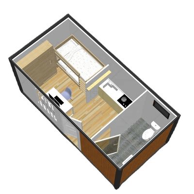 Casa de contenedores plegable de 20 pies con accesorios ligeros Panel de sándwich de acero duradero