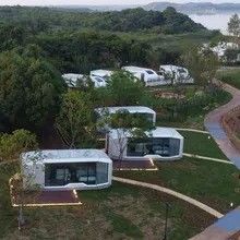 Estilo de diseño tropical lujo moderno al aire libre espacio móvil portátil glamping