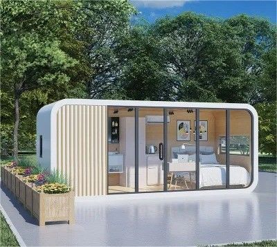 Diseño moderno personalizado Edificio de estructura de acero móvil Apple Cabin Casa portátil