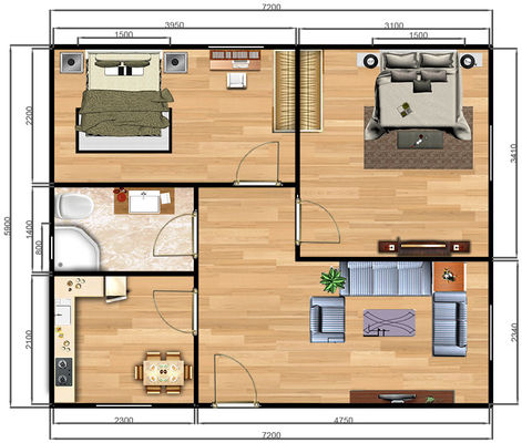 Hotel de diseño moderno REACHTOP 2 dormitorios Modularas casas prefabricadas Casa de contenedores expandible Villa pequeña