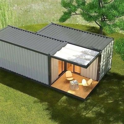 Casa de contenedores de color ampliable personalizada con marco y construcción de acero ligero