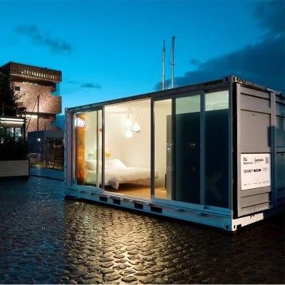 Casa de contenedores de color ampliable personalizada con marco y construcción de acero ligero