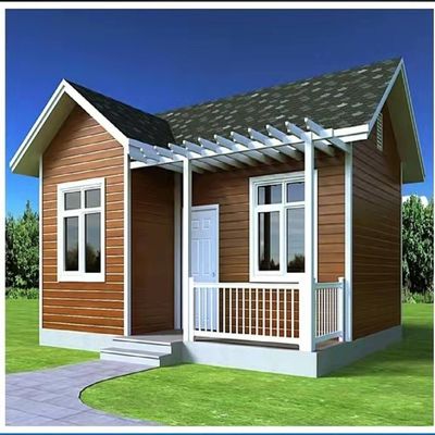 Casa pequeña de madera en blanco / gris / negro con piso de cartón MgO de 18 mm
