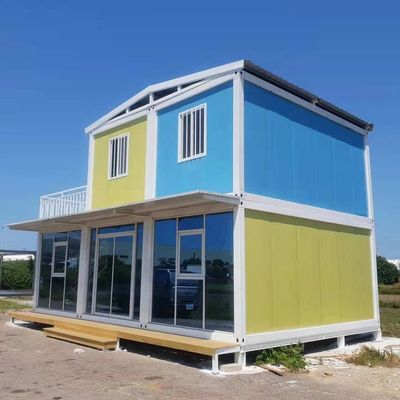 Puerta de acero Casa móvil Casa modular Contenedor prefabricado con pared de cortina de vidrio