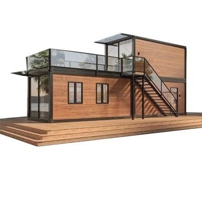 Edificio de oficinas de lujo Casa de contenedores prefabricada reciclable para vivir en familia