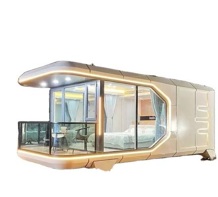 Casa cápsula espacial de color prefabricado para lujosas aventuras de campamento