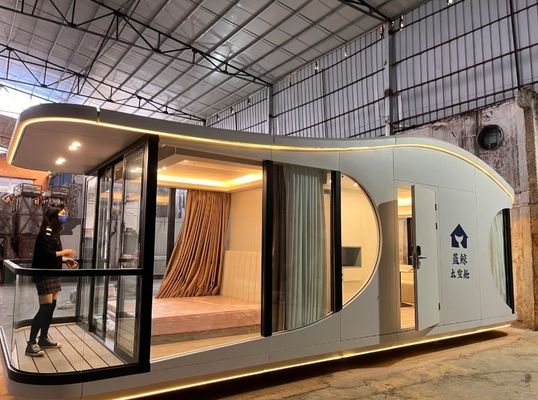Casa cápsula espacial lujosa camping cabaña prefabricada con ventaja de protección ambiental
