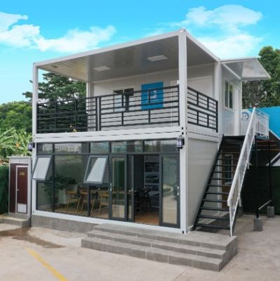 Casa prefabricada contemporánea de dos capas de contenedores de paquete plano para 20 pies 40 pies