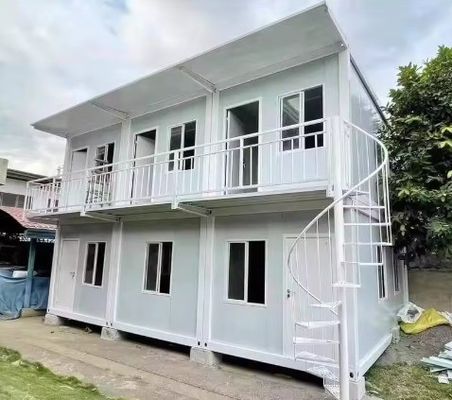Casa prefabricada contemporánea de dos capas de contenedores de paquete plano para 20 pies 40 pies