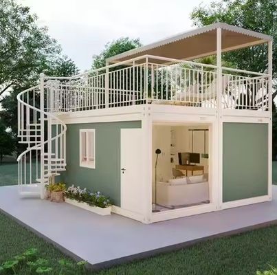 Casa prefabricada contemporánea de dos capas de contenedores de paquete plano para 20 pies 40 pies