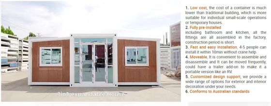 Casa de contenedores prefabricada con 2 dormitorios expandibles