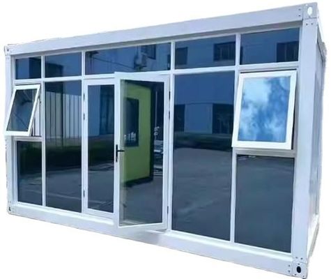 Contenedor de paquete plano Puerta de acero desmontable Oficina móvil Modular Pared de vidrio Hogar pequeño