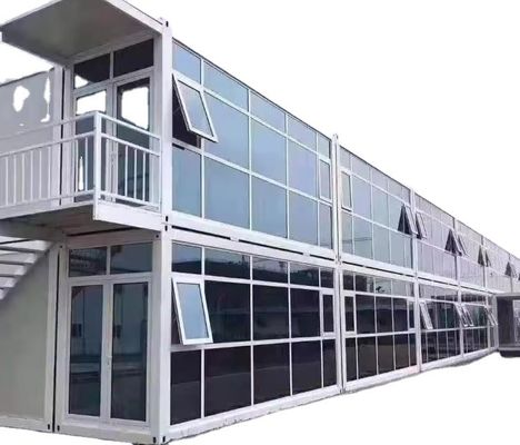 Contenedor de paquete plano Puerta de acero desmontable Oficina móvil Modular Pared de vidrio Hogar pequeño